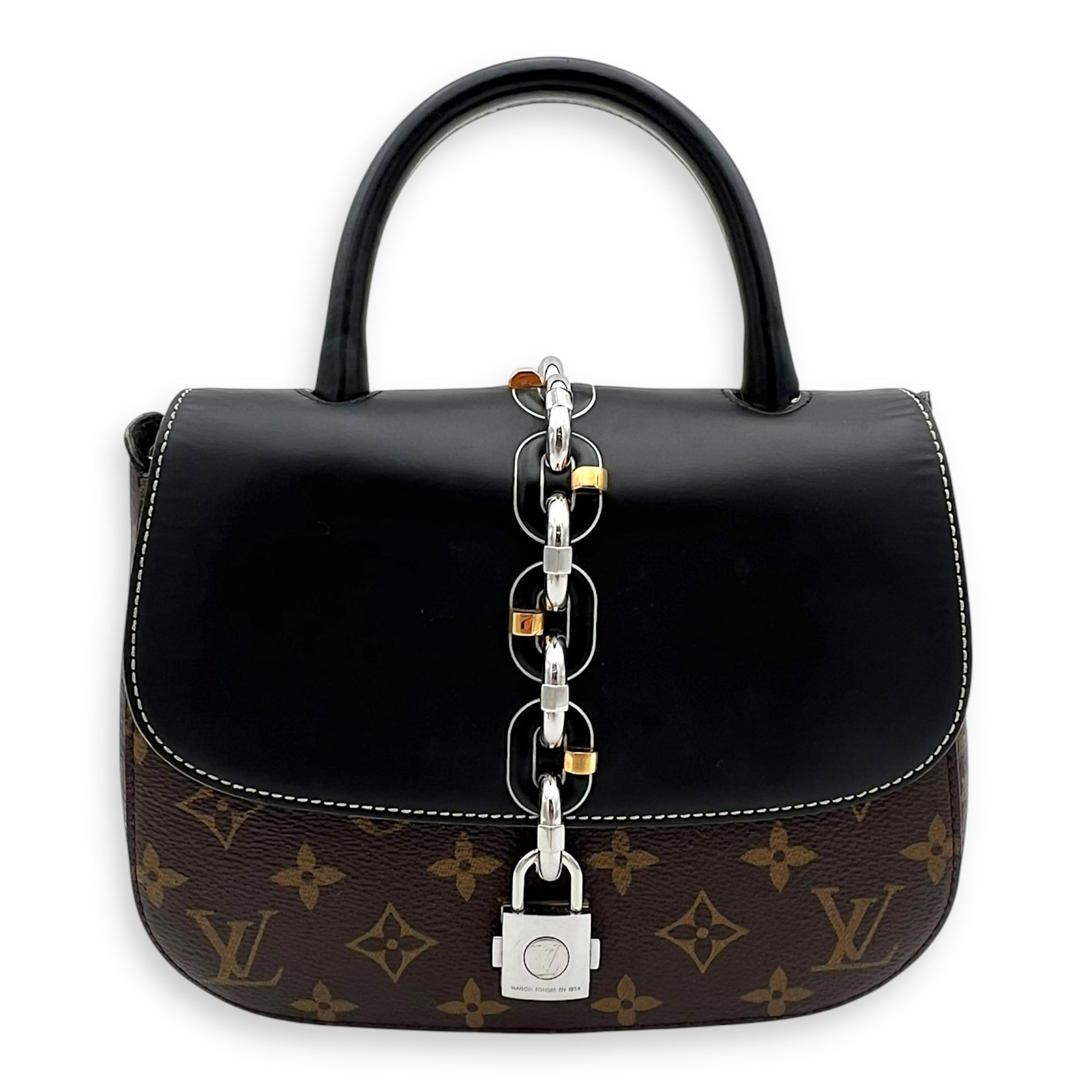 Louis Vuitton Chain It Top Handle Bag Brown in Monogram Coated Canvas, Silver hardware_14