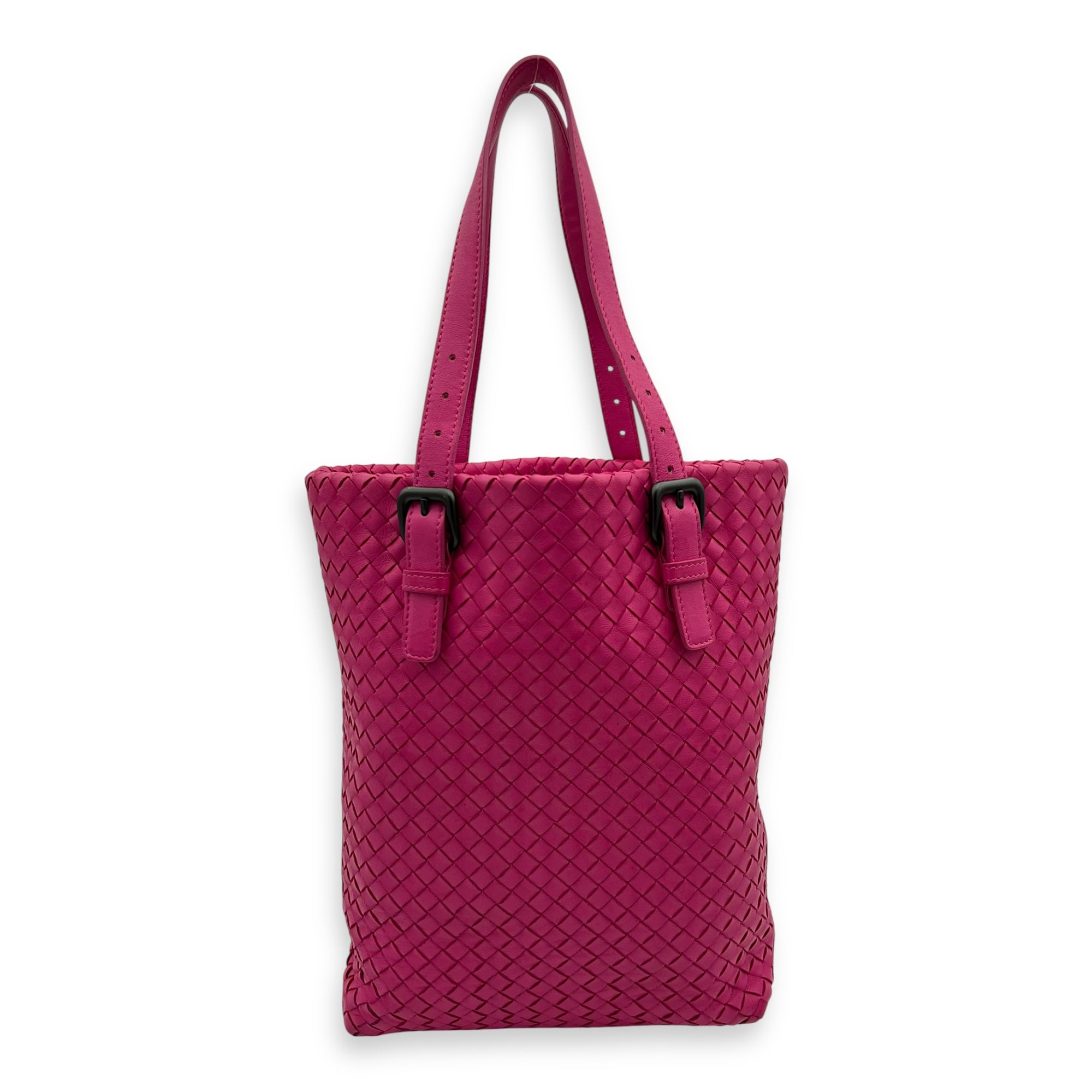 Bottega Veneta Intrecciato Shoulder Bag Pink in Lambskin, Gunmetal hardware_11