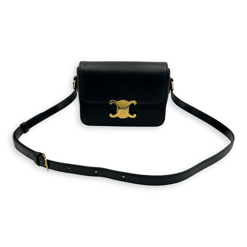 Celine Teen Crossbody Bag Black in Box Calfskin, Gold hardware_10