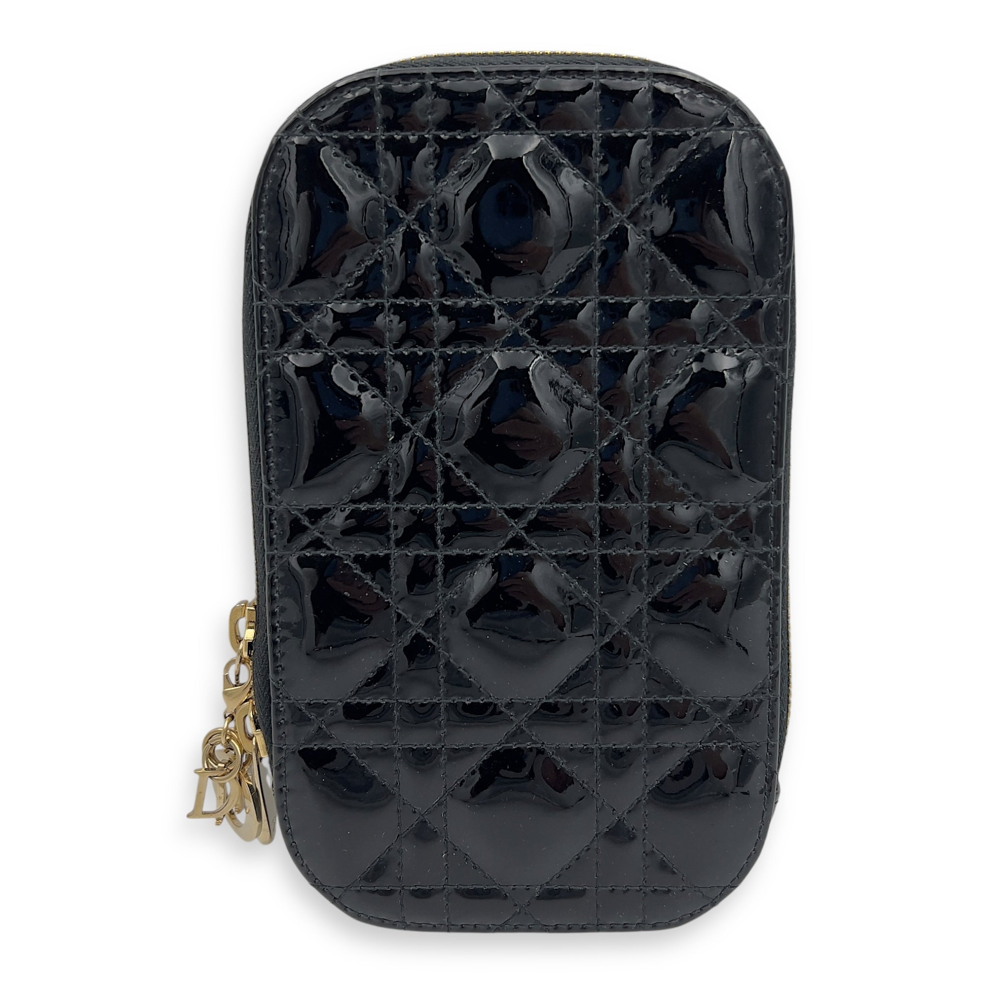 Dior Cannage Top Handle Bag Black in Patent Leather, Gold hardware_1