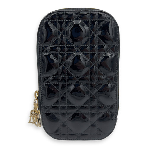 Dior Cannage Top Handle Bag Black in Patent Leather, Gold hardware_1
