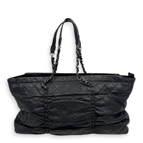 Chanel Gathered Quilted Tote Bag Black in Lambskin, Gunmetal hardware_1