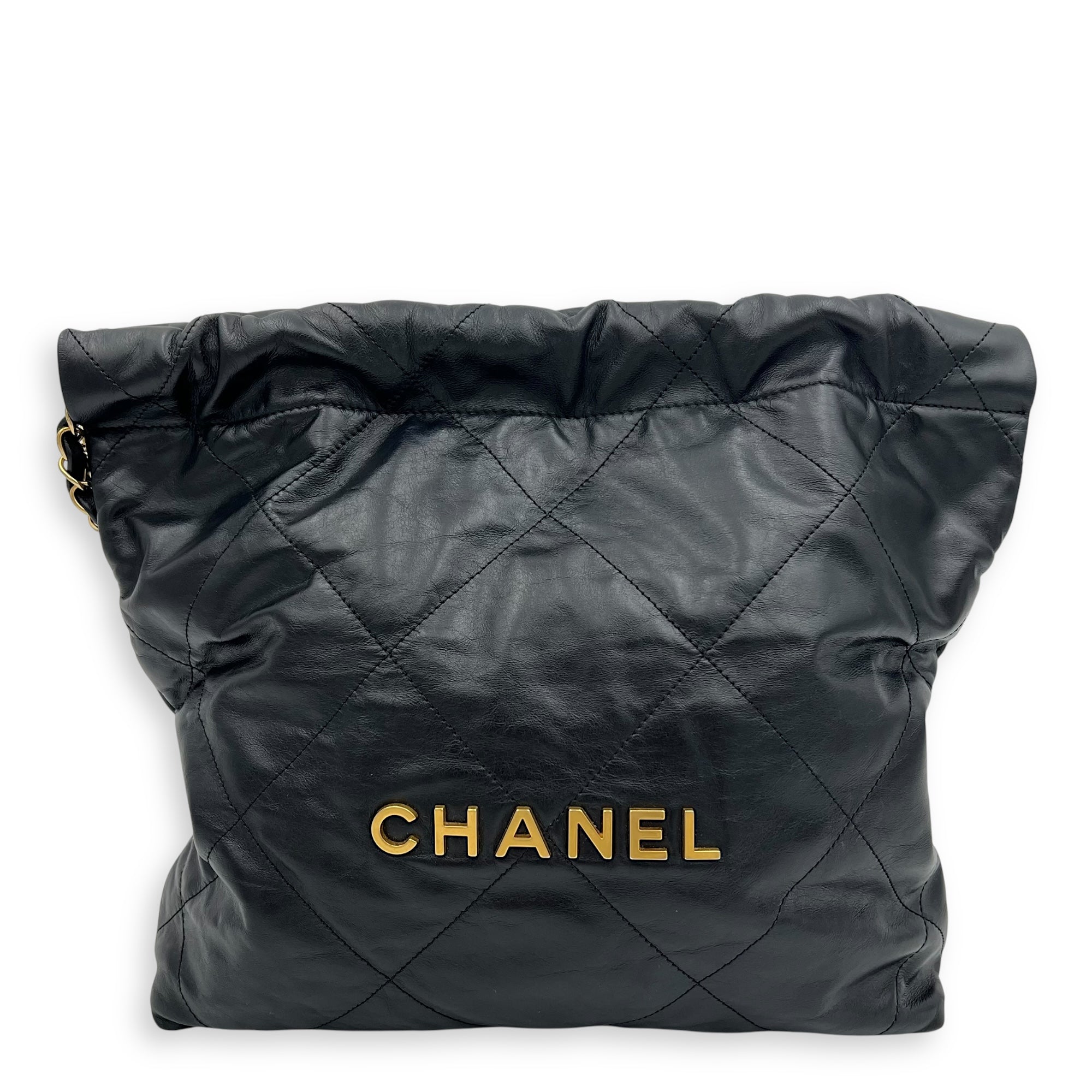 Chanel 22 Tote Shoulder Bag Small Black in Calfskin, Gold hardware_1