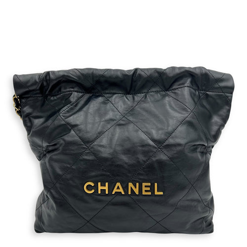 Chanel 22 Tote Shoulder Bag Small Black in Calfskin, Gold hardware_1
