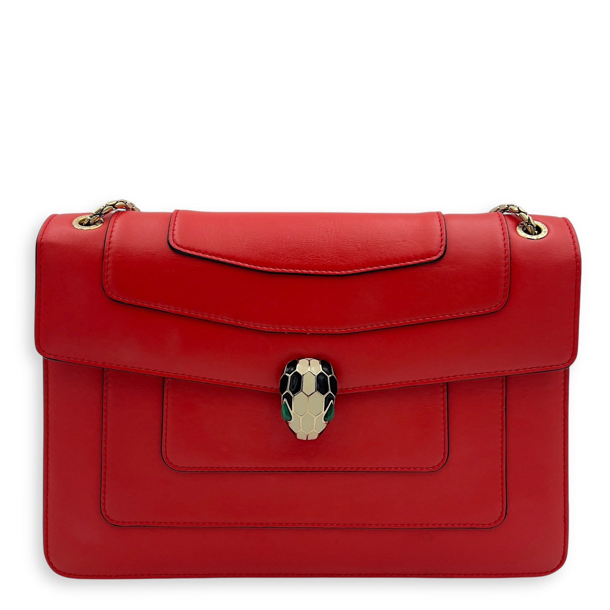 Bvlgari Serpenti Forever Shoulder Bag Red in Calfskin, Gold hardware_1