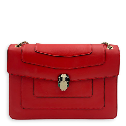 Bvlgari Serpenti Forever Shoulder Bag Red in Calfskin, Gold hardware_1