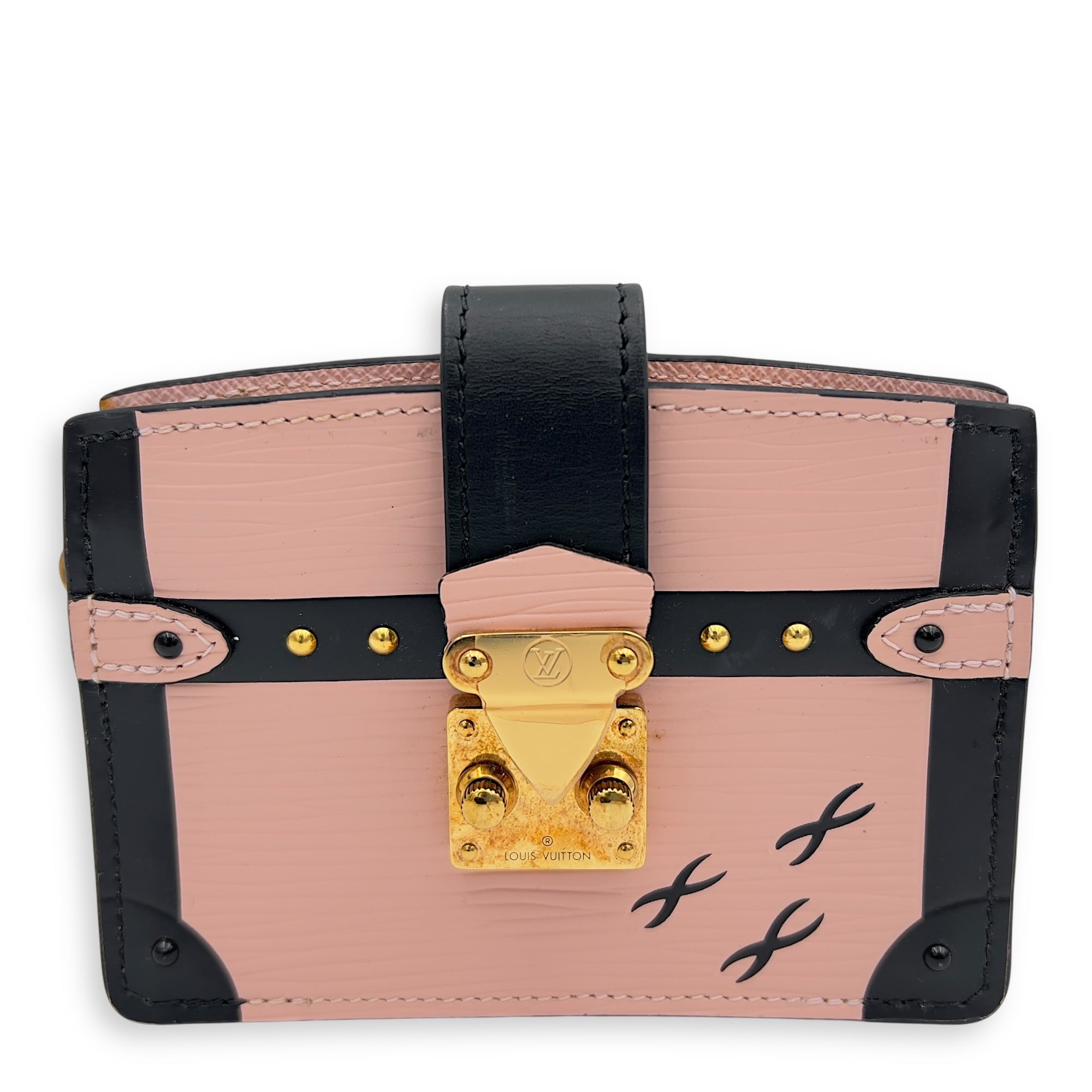Louis Vuitton Trunk Card Holder Pink in Epi Leather, Gold hardware_1