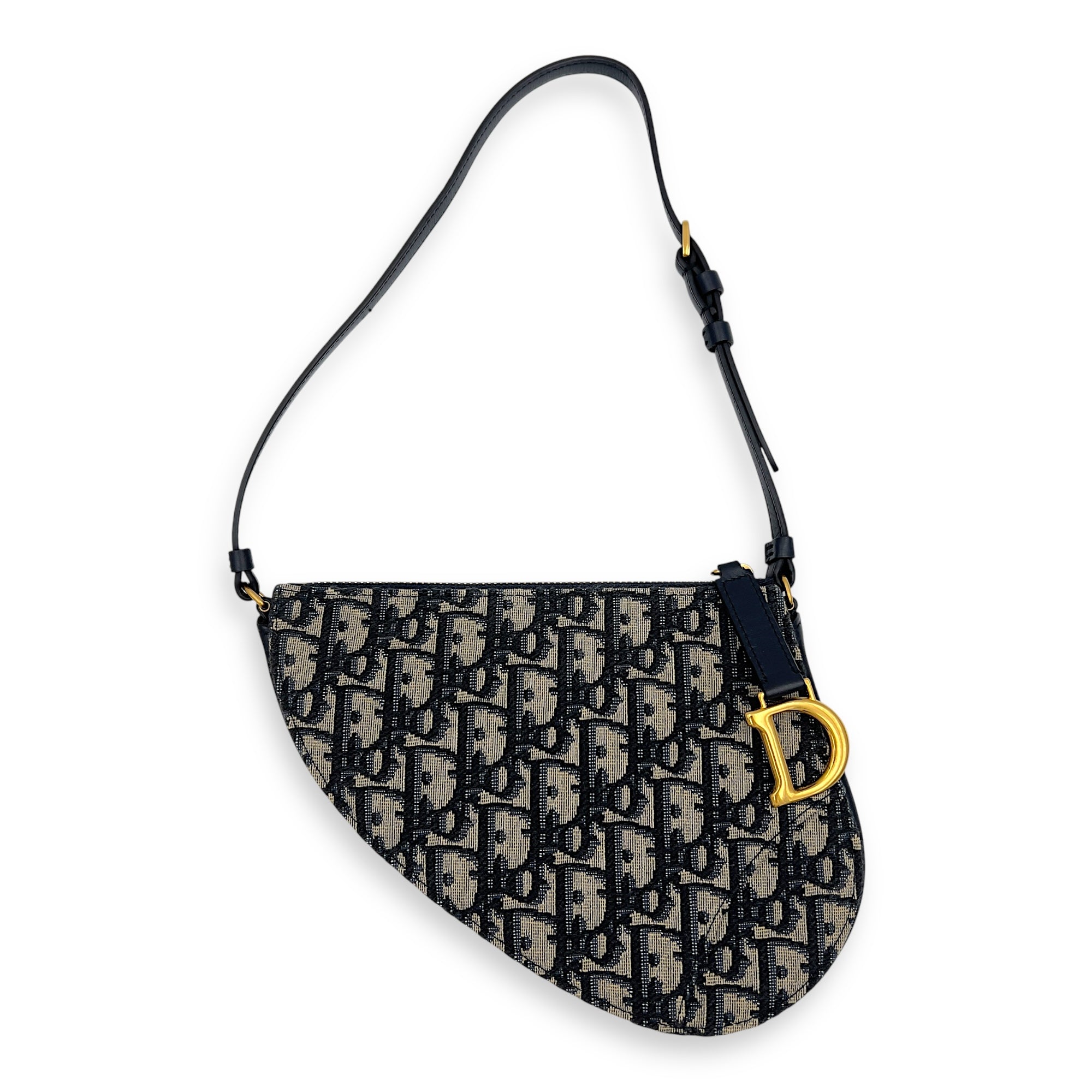 Dior Saddle Rodeo Blue Shoulder Bag in Jacquard, Gold hardware_1