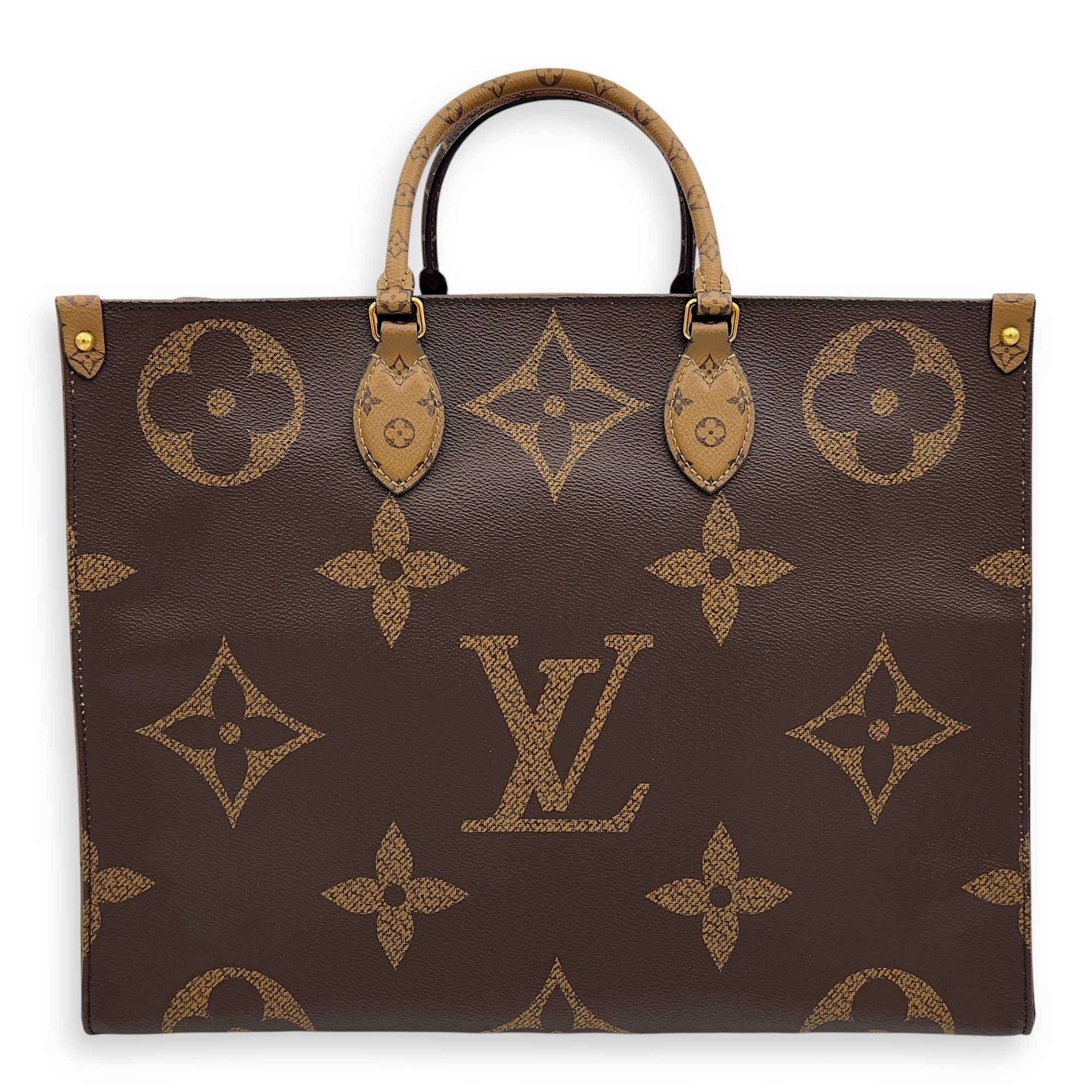 Louis Vuitton OnTheGo GM Brown Top Handle Bag in Coated Canvas, Gold hardware_1
