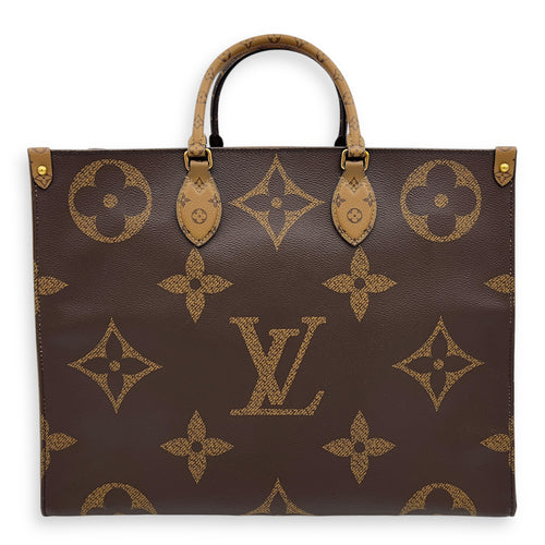 Louis Vuitton OnTheGo GM Brown Top Handle Bag in Coated Canvas, Gold hardware_1