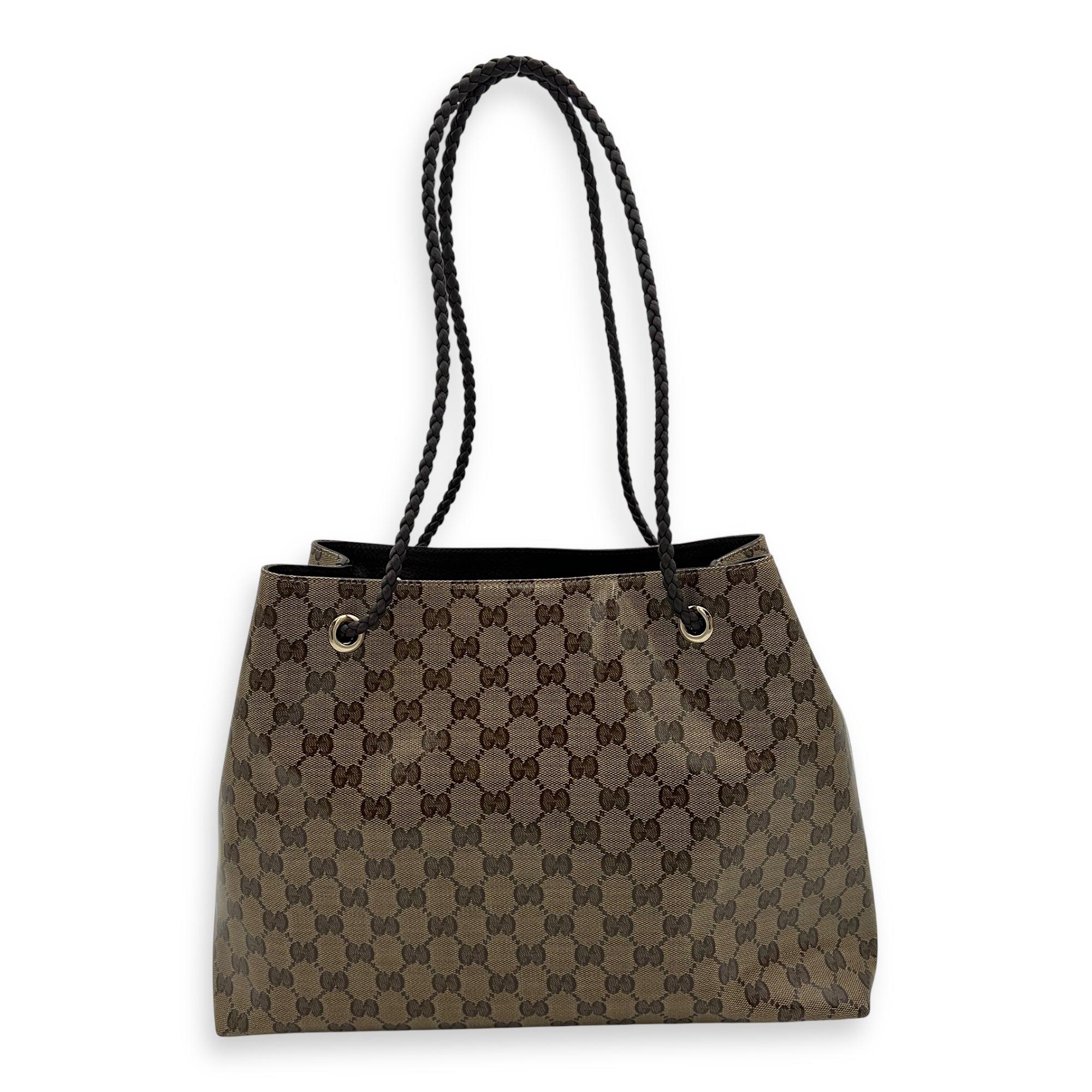 Gucci GG Tote Bag Brown in Coated Canvas, Gold hardware_2