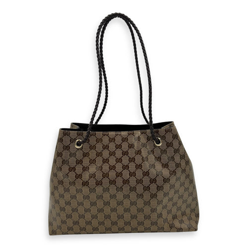 Gucci GG Tote Bag Brown in Coated Canvas, Gold hardware_2