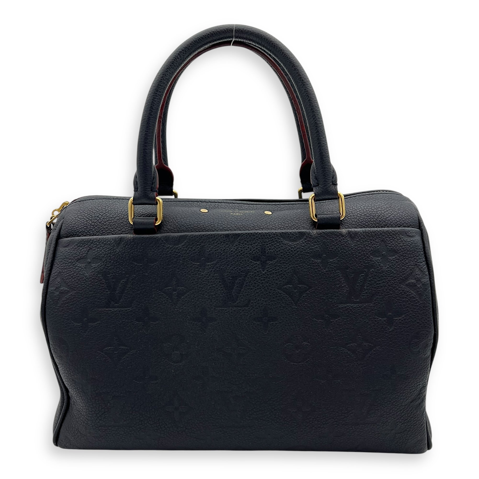 Louis Vuitton Speedy Bandouliere Top Handle Bag 25 Blue in Empreinte Leather, Gold hardware_14