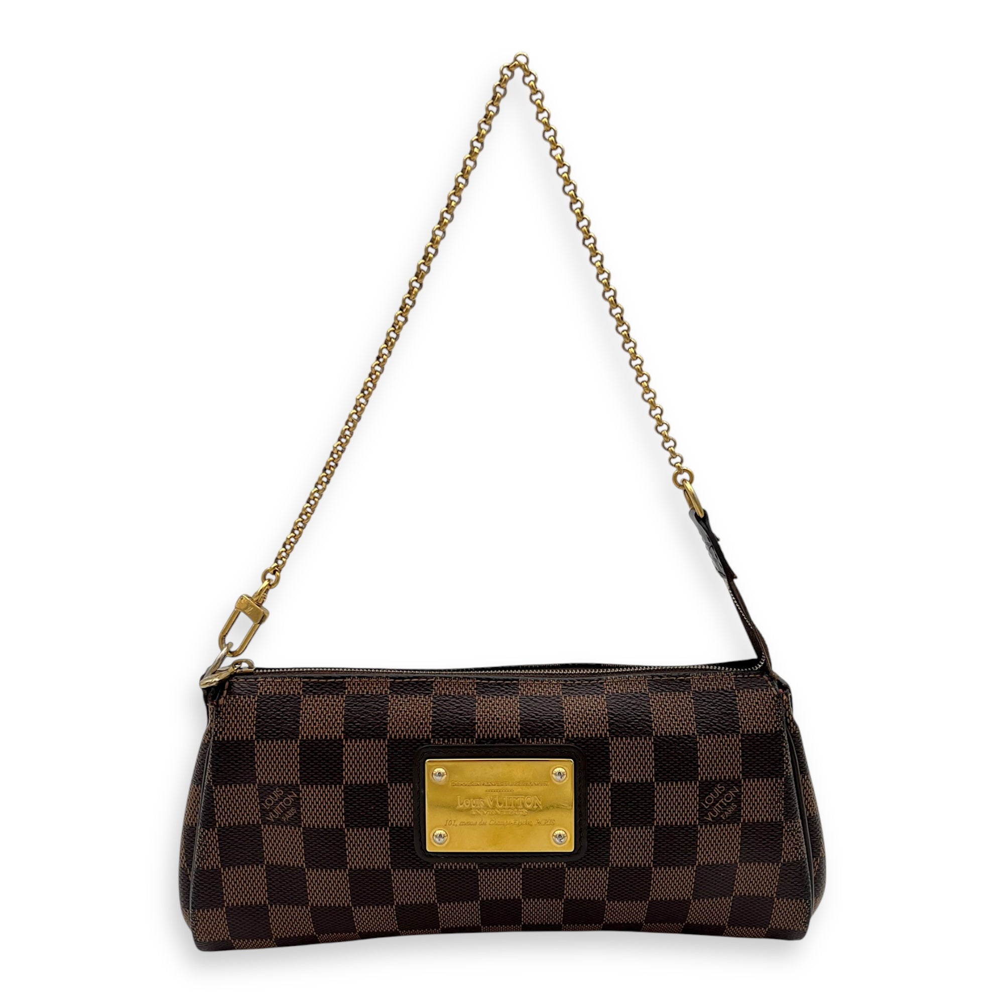 Louis Vuitton Eva Crossbody Bag Brown in Coated Canvas, Gold hardware_9