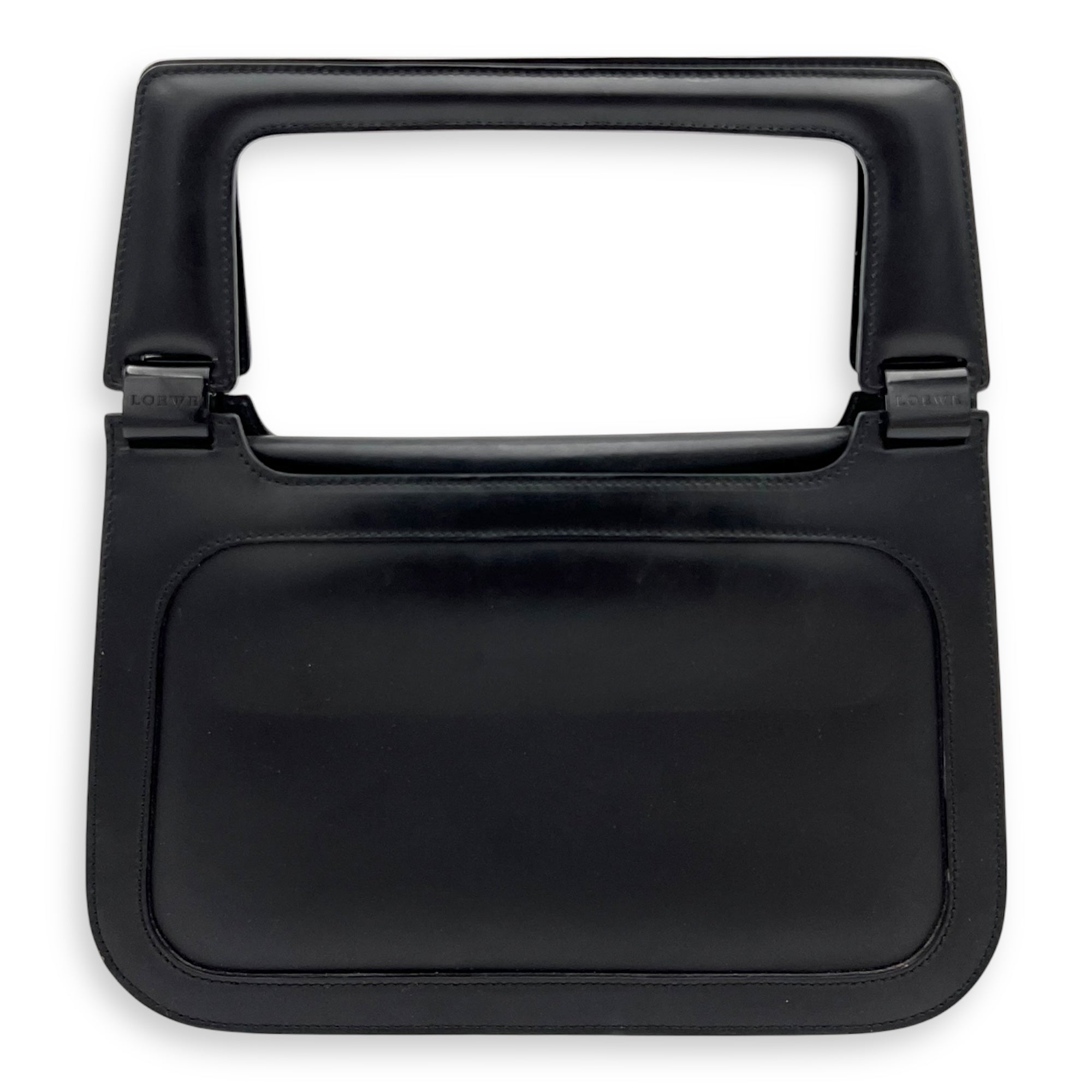 Loewe Vintage Top Handle Bag Black in Calfskin, Silver hardware_11