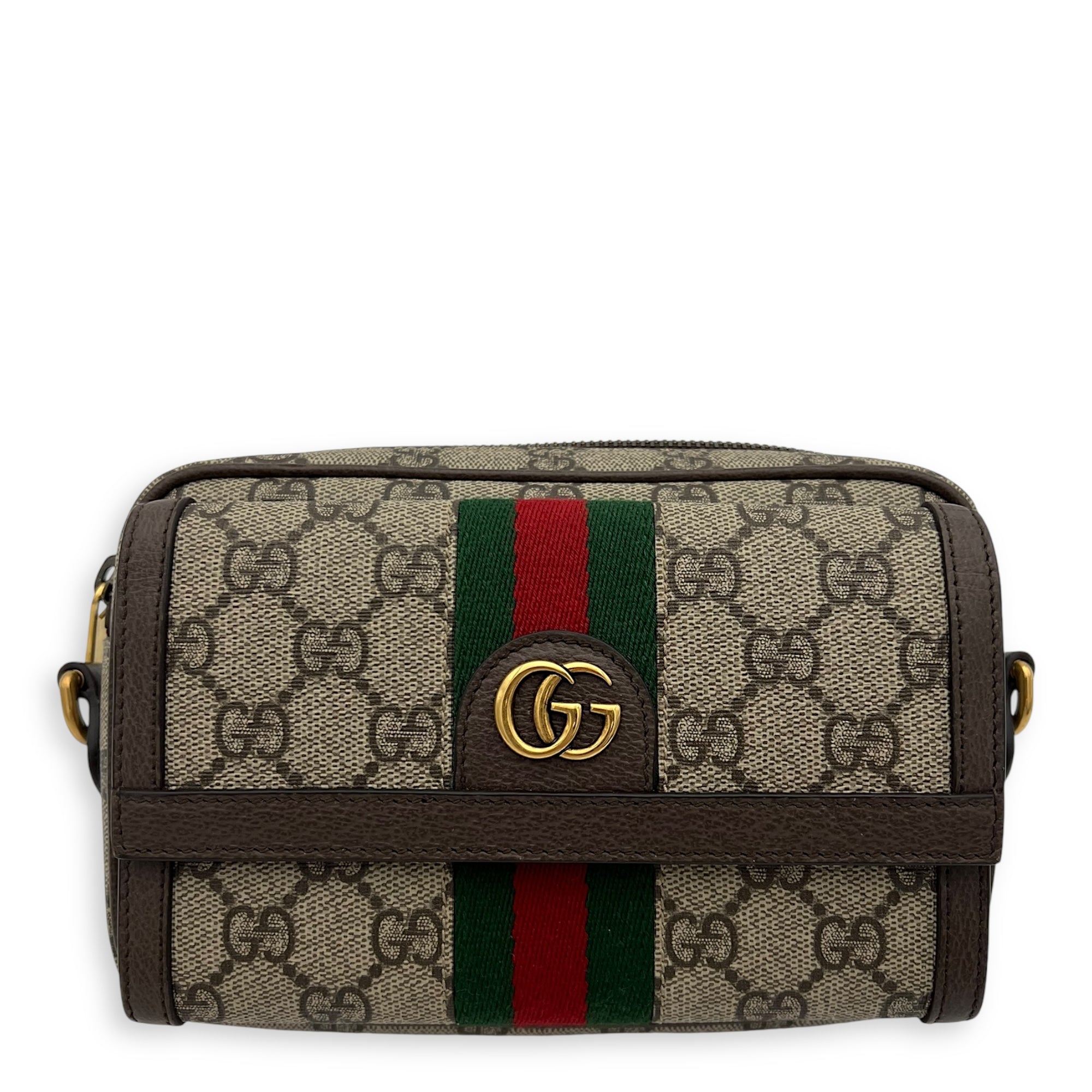 Gucci Ophidia Crossbody Bag Mini Brown in Coated Canvas, Gold hardware_8