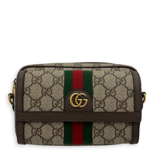 Gucci Ophidia Crossbody Bag Mini Brown in Coated Canvas, Gold hardware_8