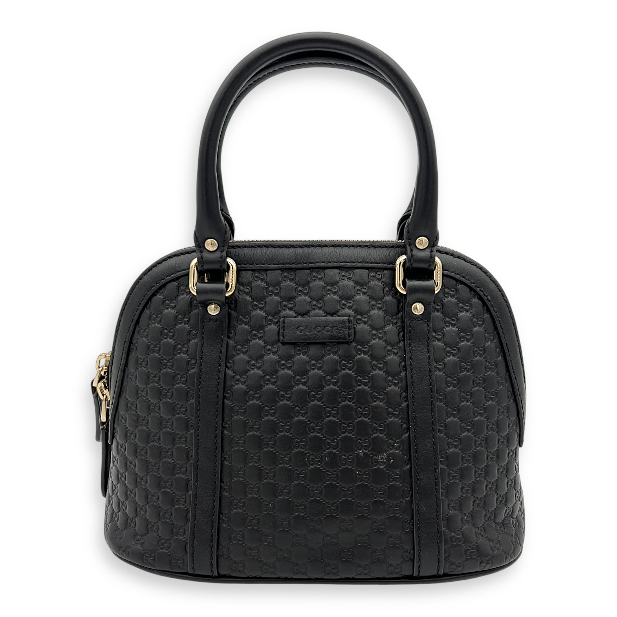 Gucci Micro gg Top Handle Bag Small Black in Calfskin, Gold hardware_12
