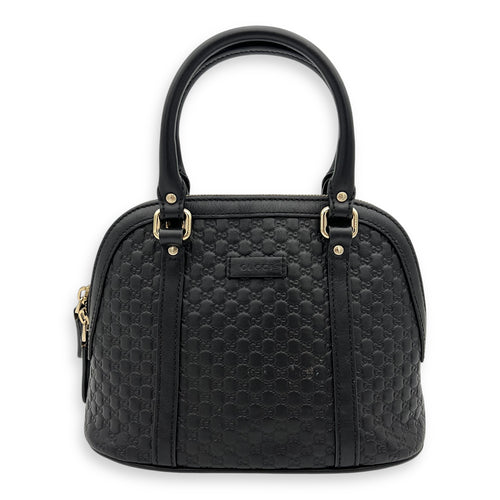 Gucci Micro gg Top Handle Bag Small Black in Calfskin, Gold hardware_12