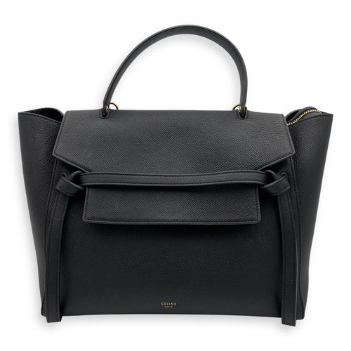 Celine Belt bag Top Handle Bag Mini Black in Calfskin, Gold hardware_11