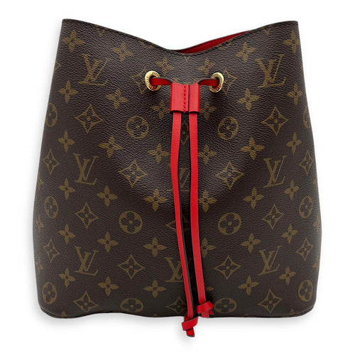 Louis Vuitton NeoNoe Crossbody Bag Brown in Monogram Coated Canvas, Gold hardware_10