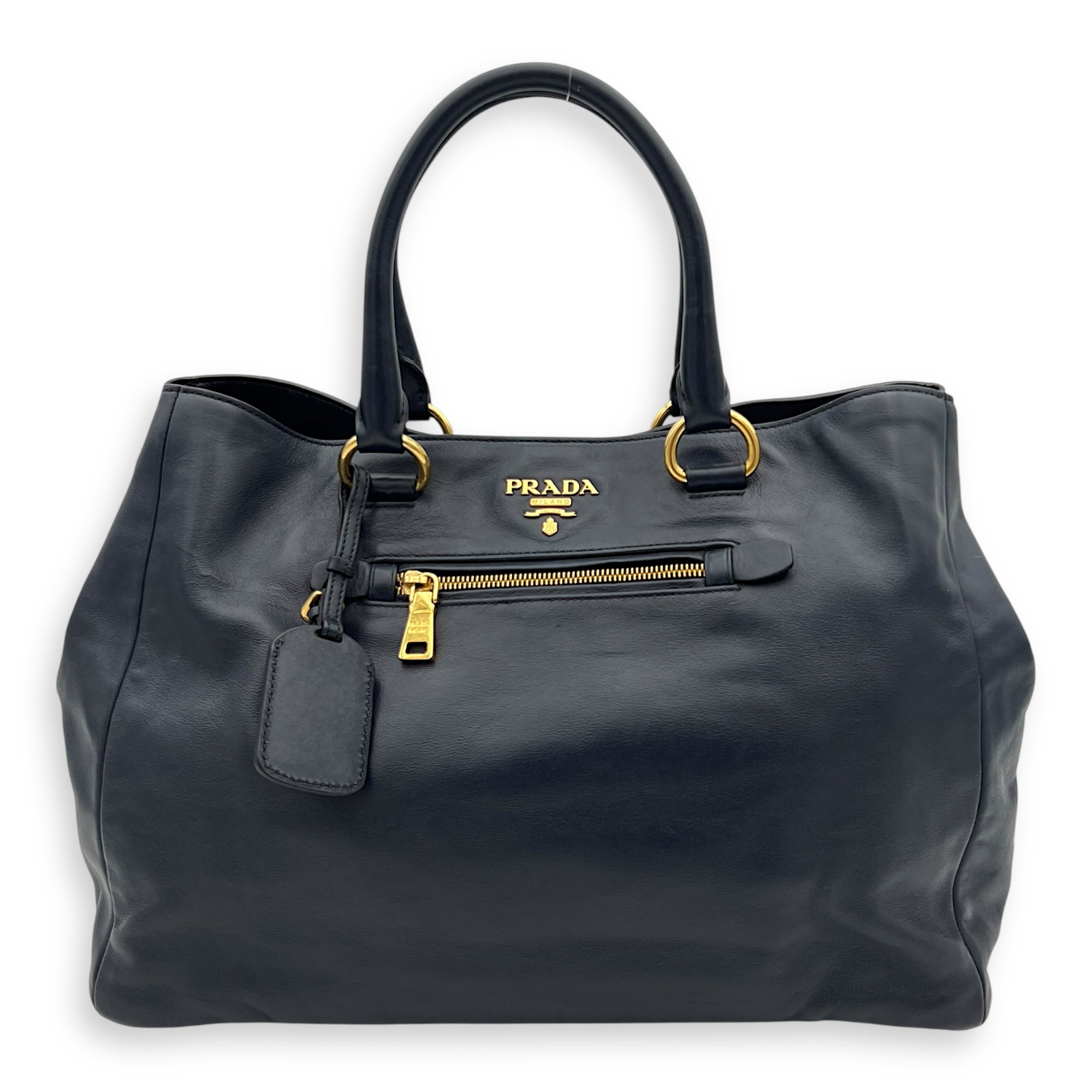 Prada 2 way bag Top Handle Bag Blue in Calfskin, Gold hardware_11
