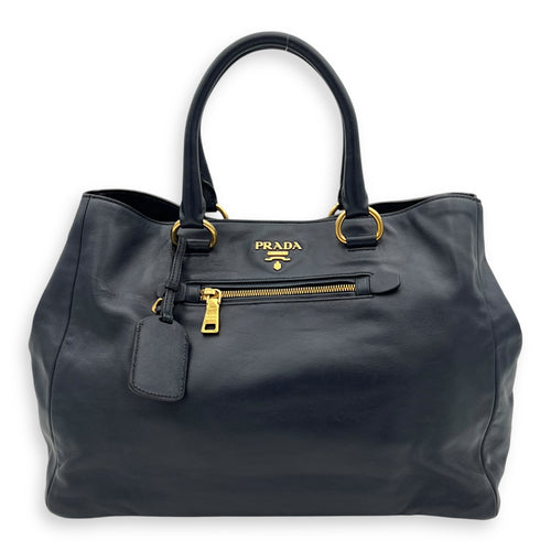 Prada 2 way bag Top Handle Bag Blue in Calfskin, Gold hardware_11