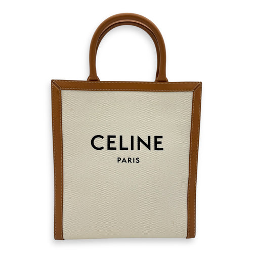 Celine vertical  Top Handle Bag Beige in Canvas, Gold hardware_9