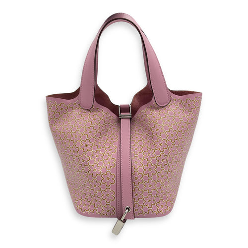 Hermès Lucky Daisy Picotin 18 Mauve Sylvestre Top Handle Bag in Swift, Palladium hardware_1