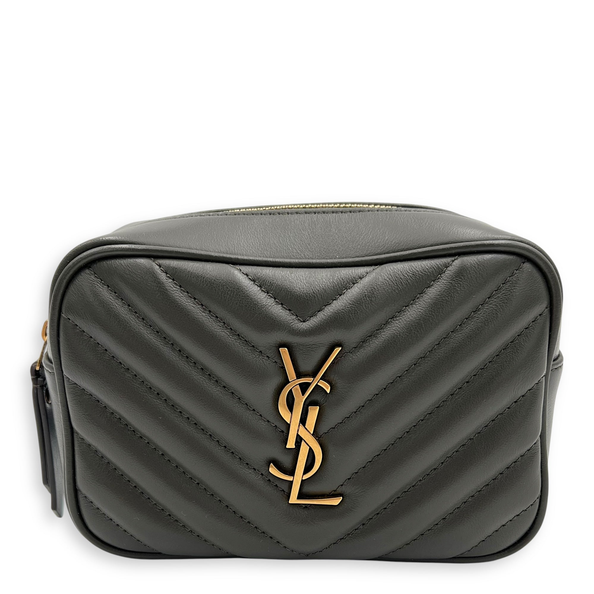 Saint Laurent Lou Belt Bag Green in Calfskin, Gold hardware_1