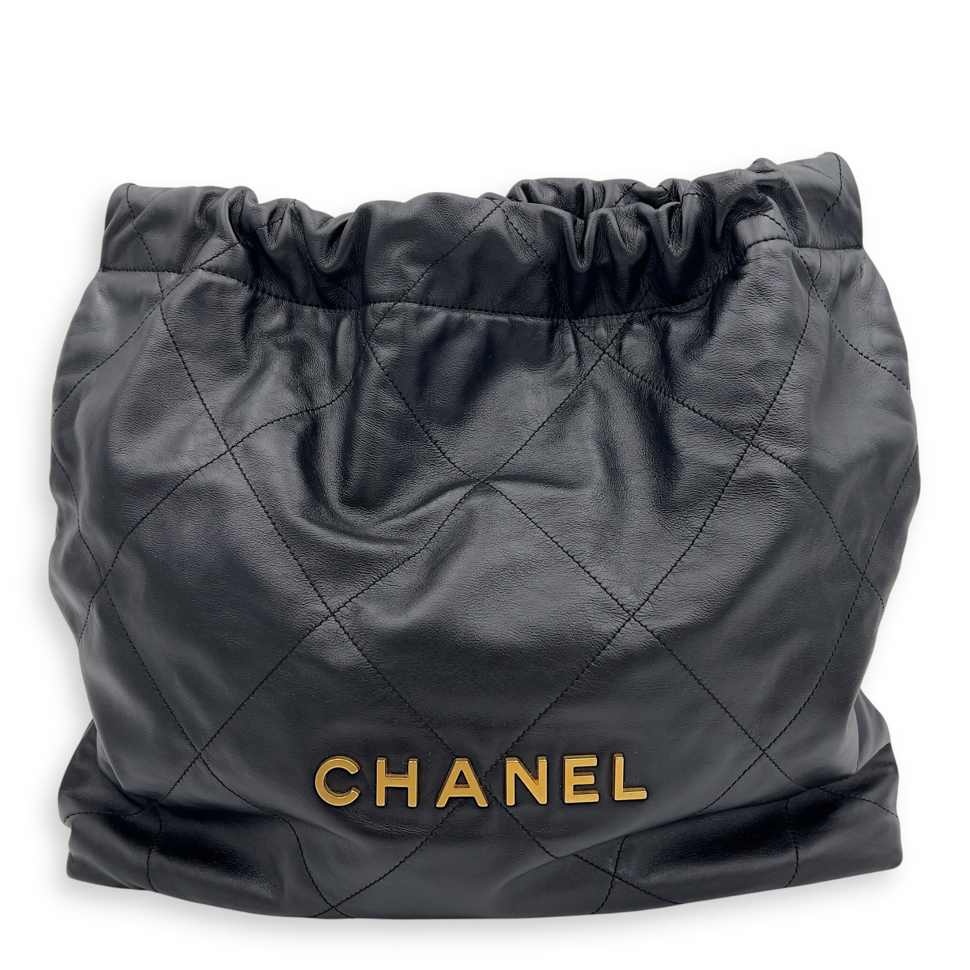 Chanel 22 Tote Shoulder Bag Medium Black in Calfskin, Gold hardware_1