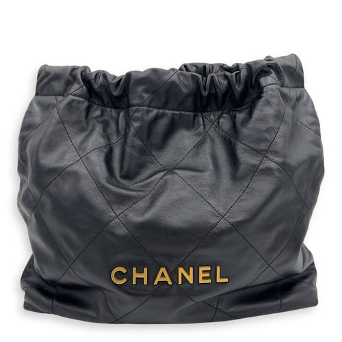 Chanel 22 Tote Shoulder Bag Medium Black in Calfskin, Gold hardware_1