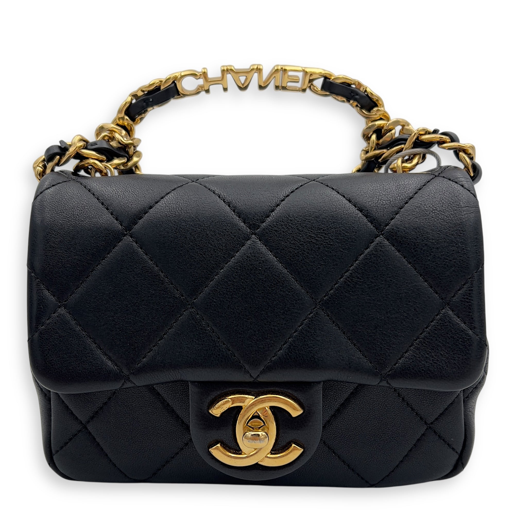 Chanel CC Flap  Top Handle Bag Black in Calfskin, Gold hardware_1