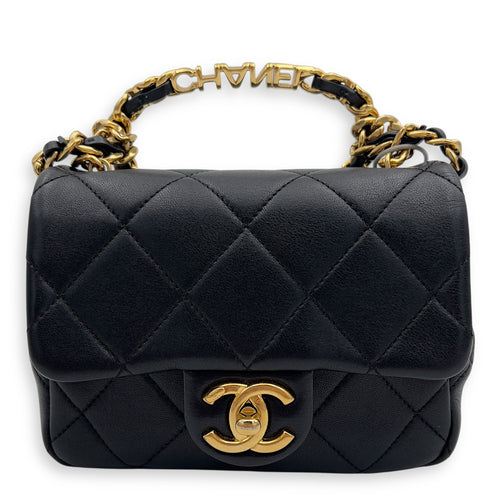 Chanel CC Flap  Top Handle Bag Black in Calfskin, Gold hardware_1
