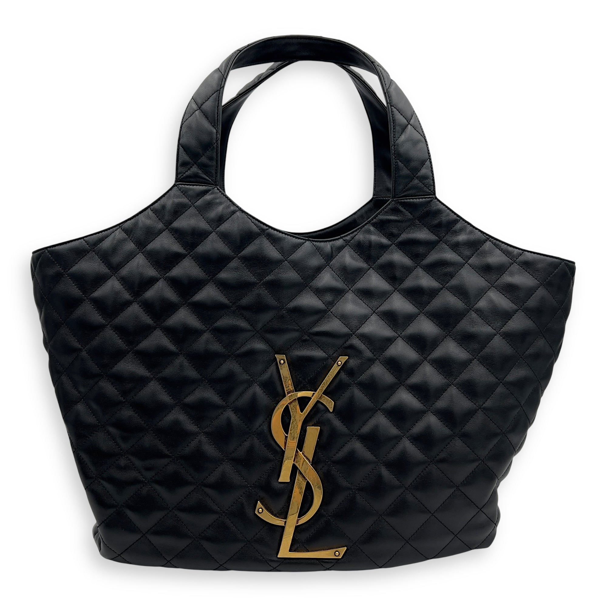 Saint Laurent ICare Black Tote Bag in Lambskin, Gold hardware_1