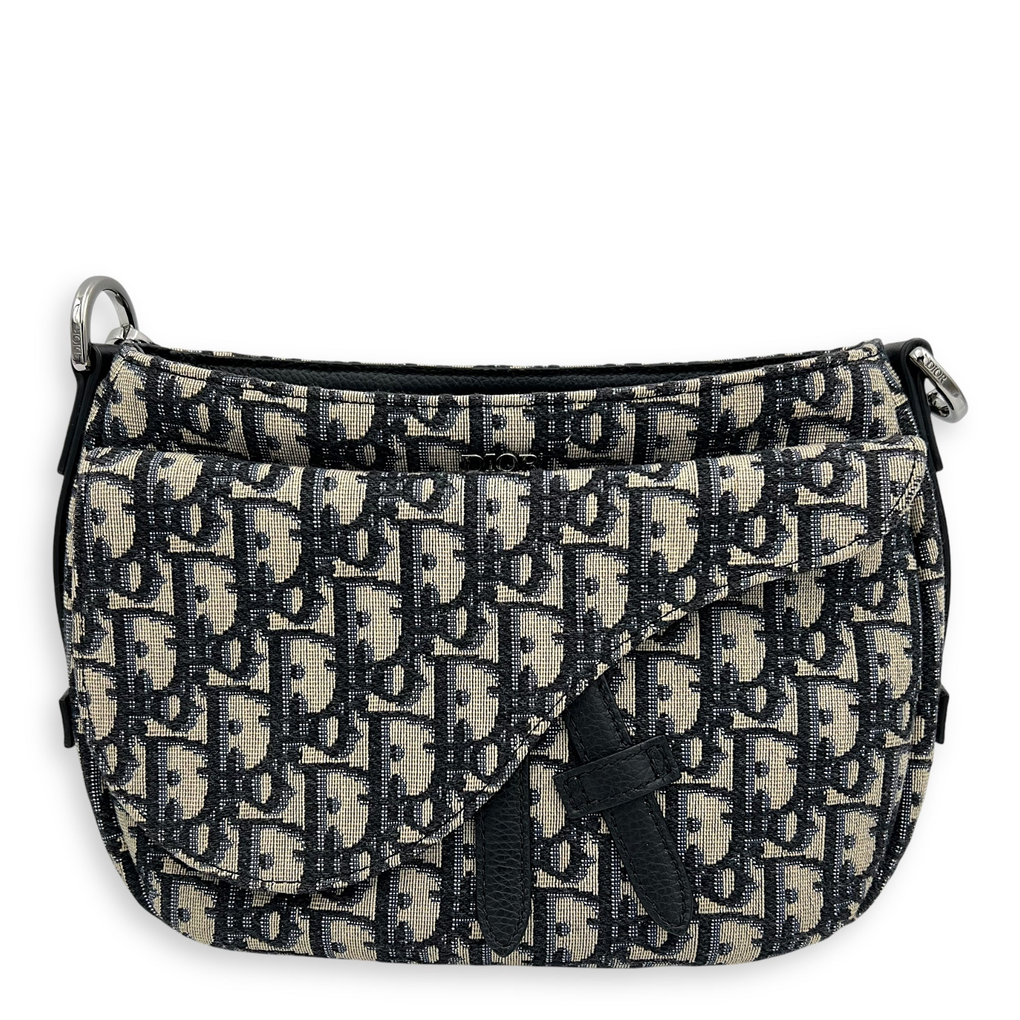 Dior Oblique Saddle Blue Crossbody Bag in Jacquard, Silver hardware_1