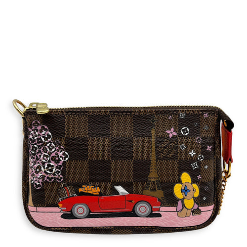 Louis Vuitton Pochette Accessoires Mini Brown Pouch in Coated Canvas, Gold hardware_1