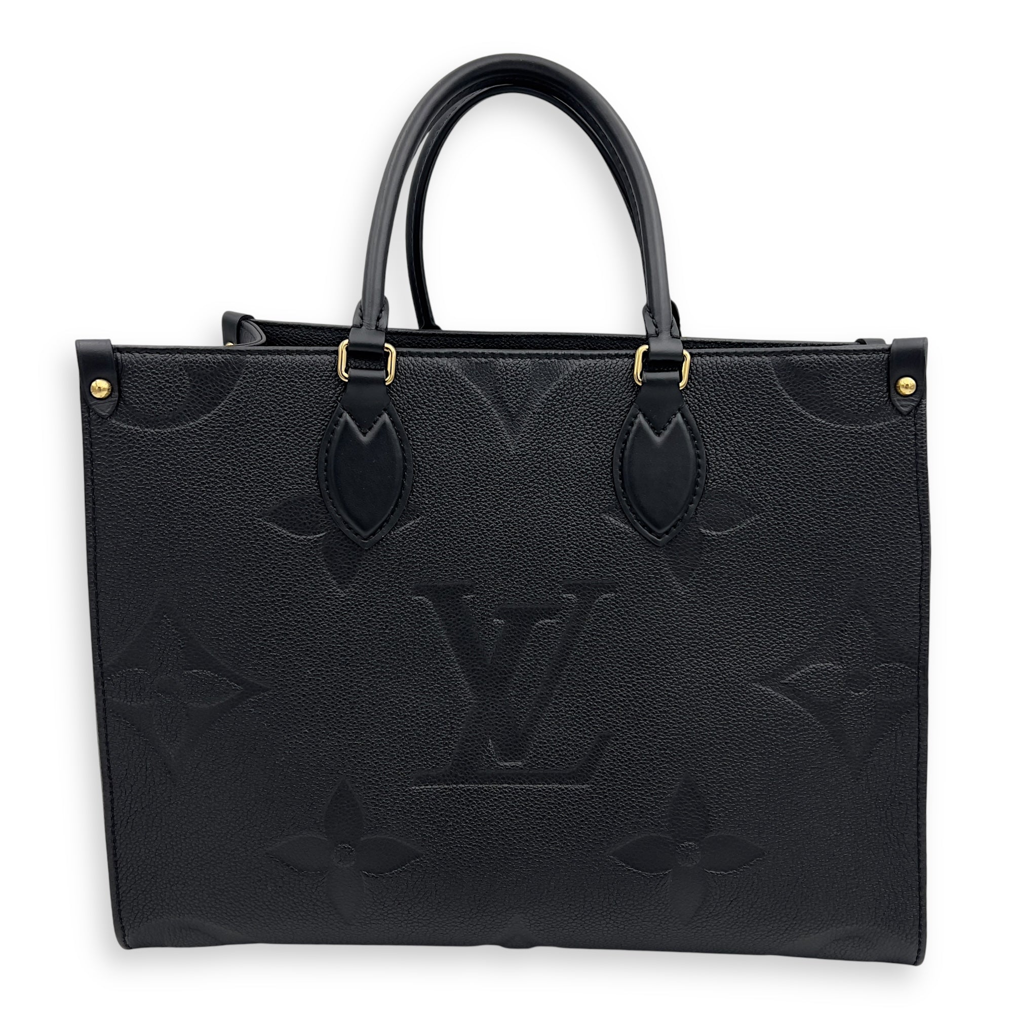 Louis Vuitton OnTheGo MM Black Top Handle Bag in Empreinte Leather, Gold hardware_1