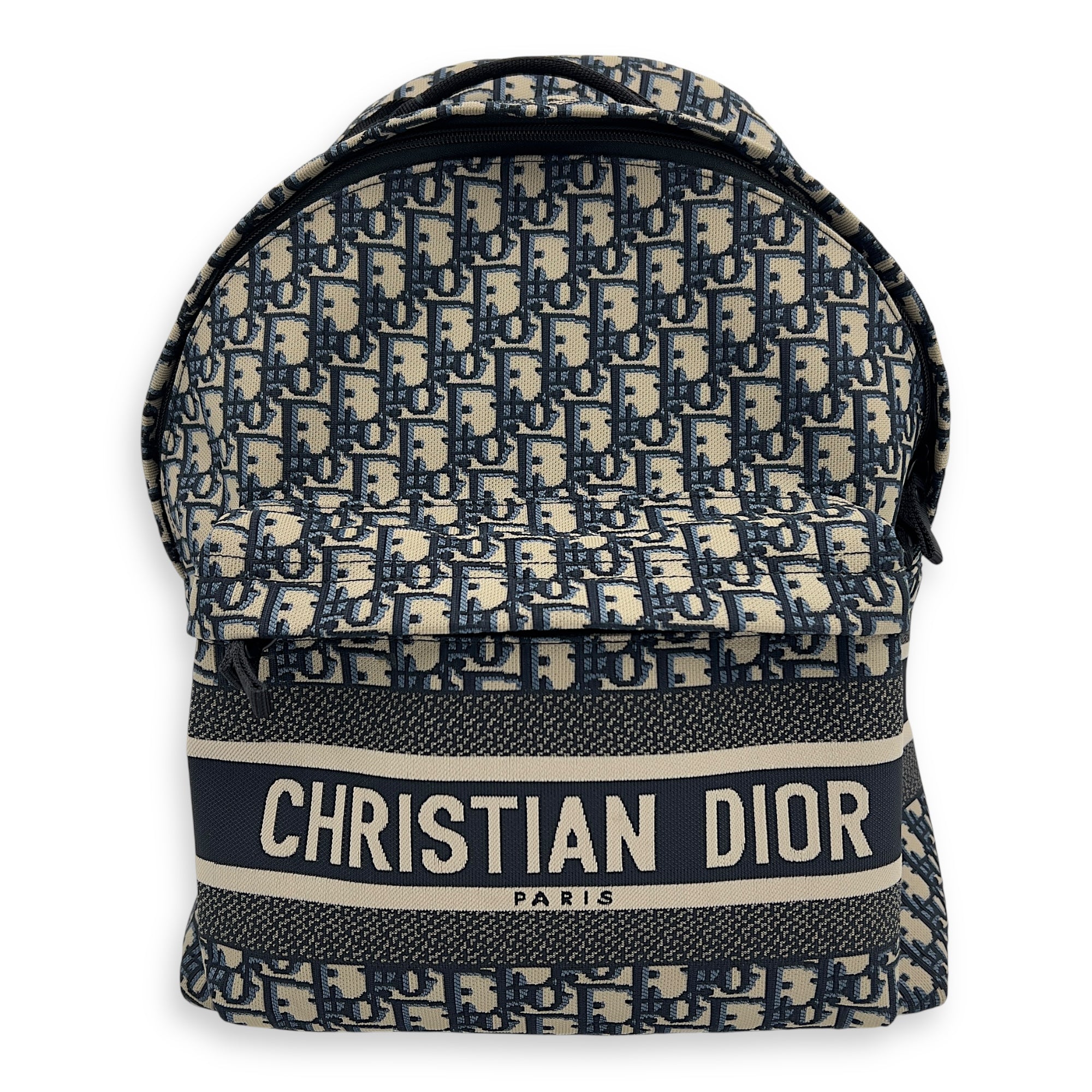 Dior Oblique Blue Backpack in Jacquard, Lacquered Metal hardware_1