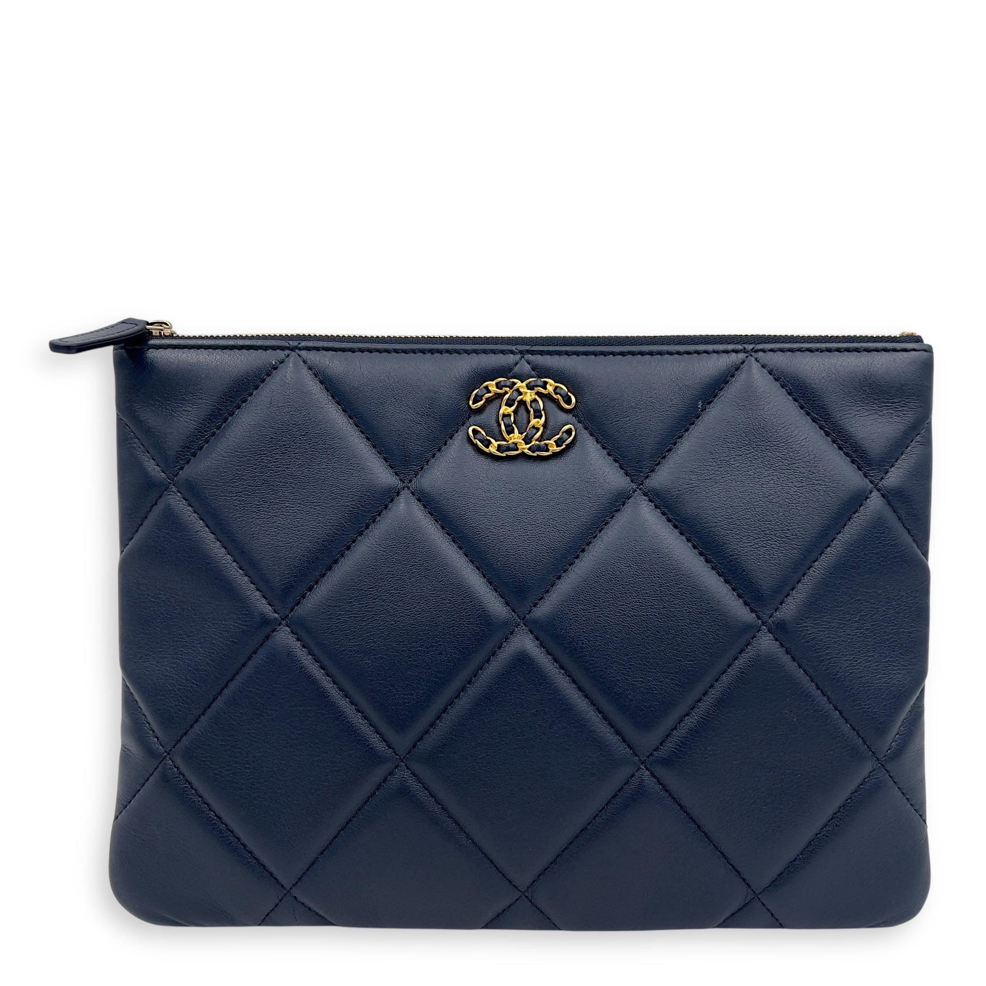 Chanel C19 Blue Pouch in Lambskin, Gold hardware_1