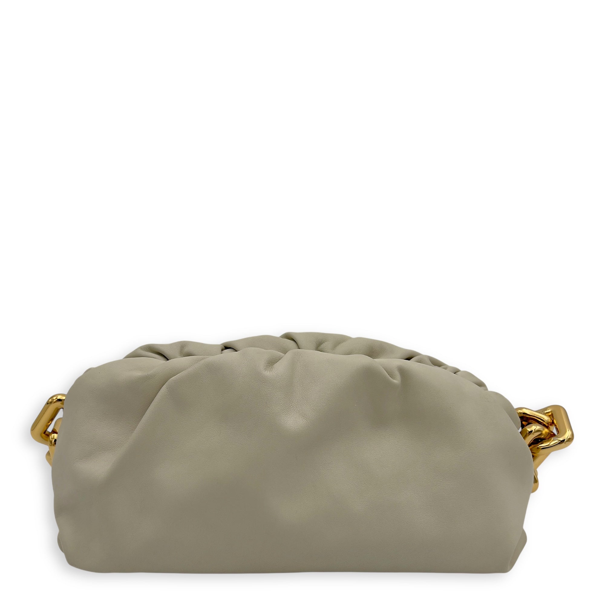 Bottega Veneta Chain Pouch Shoulder Bag Beige in Calfskin, Gold hardware_1