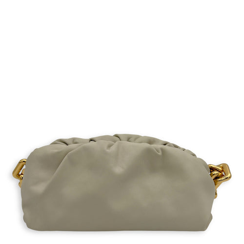 Bottega Veneta Chain Pouch Shoulder Bag Beige in Calfskin, Gold hardware_1