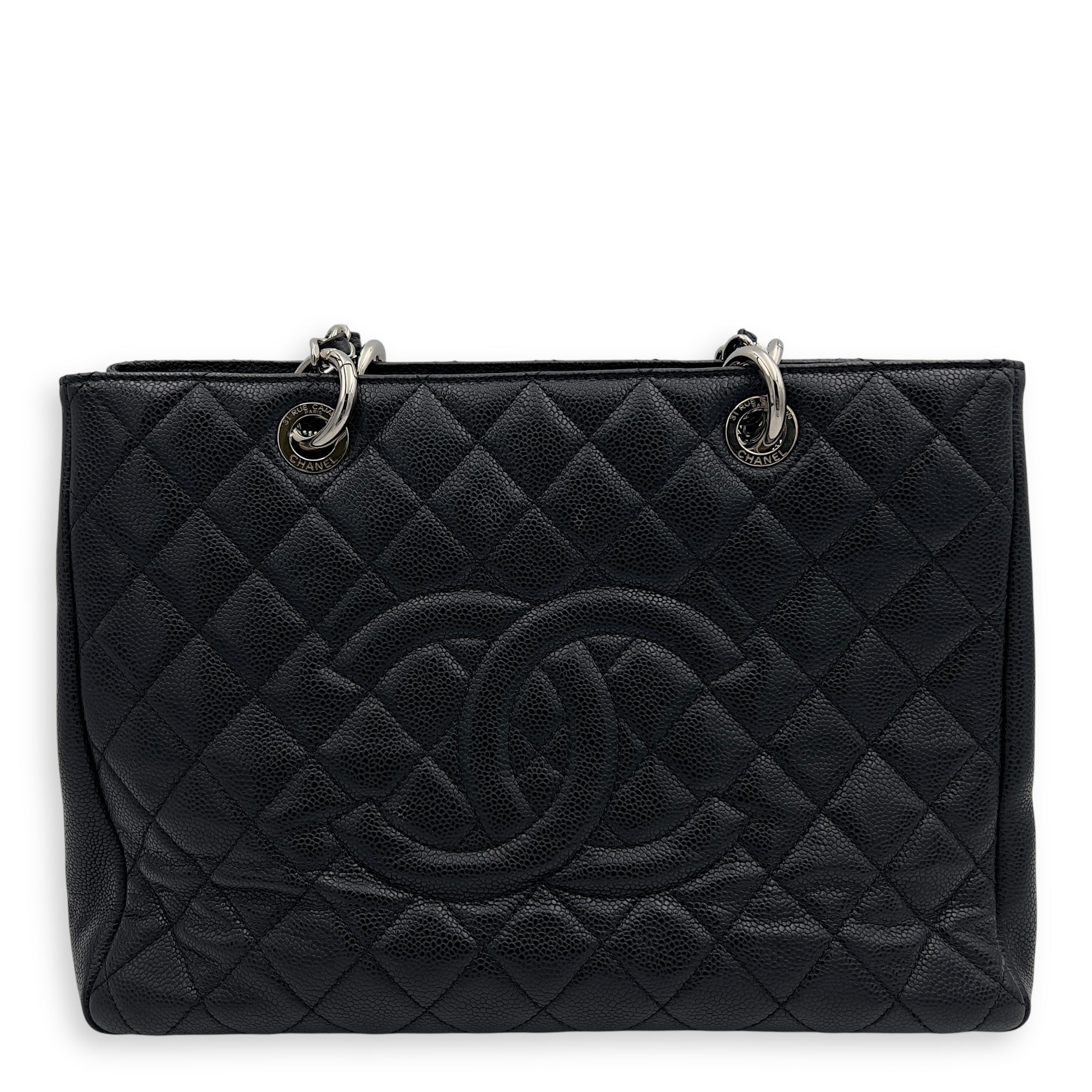Chanel GST Tote Bag Black in Caviar Leather, Silver hardware_1
