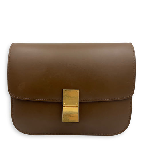 Celine Box Crossbody Bag Beige in Calfskin, Gold hardware_1