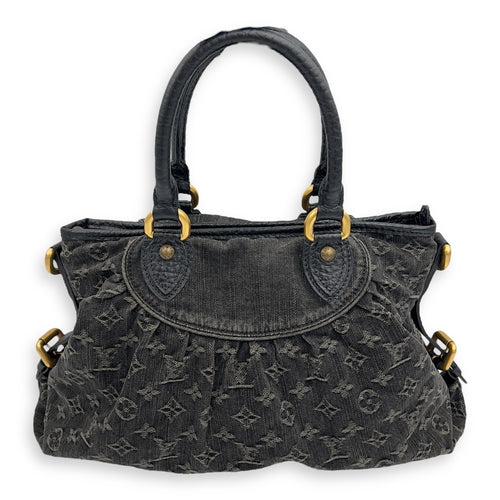 Louis Vuitton Neo Cabby Top Handle Bag MM Black in Denim, Gold hardware_1