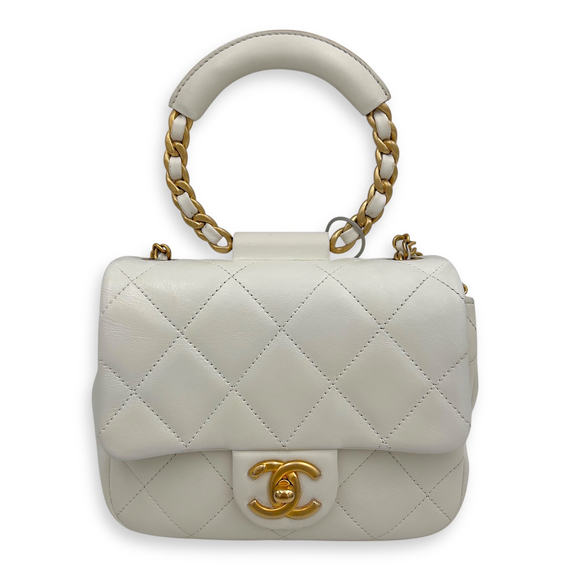 Chanel 20C In The Loop CC Flap White Top Handle Bag in Lambskin, Gold hardware_1
