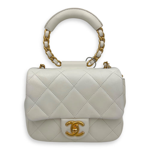 Chanel 20C In The Loop CC Flap White Top Handle Bag in Lambskin, Gold hardware_1