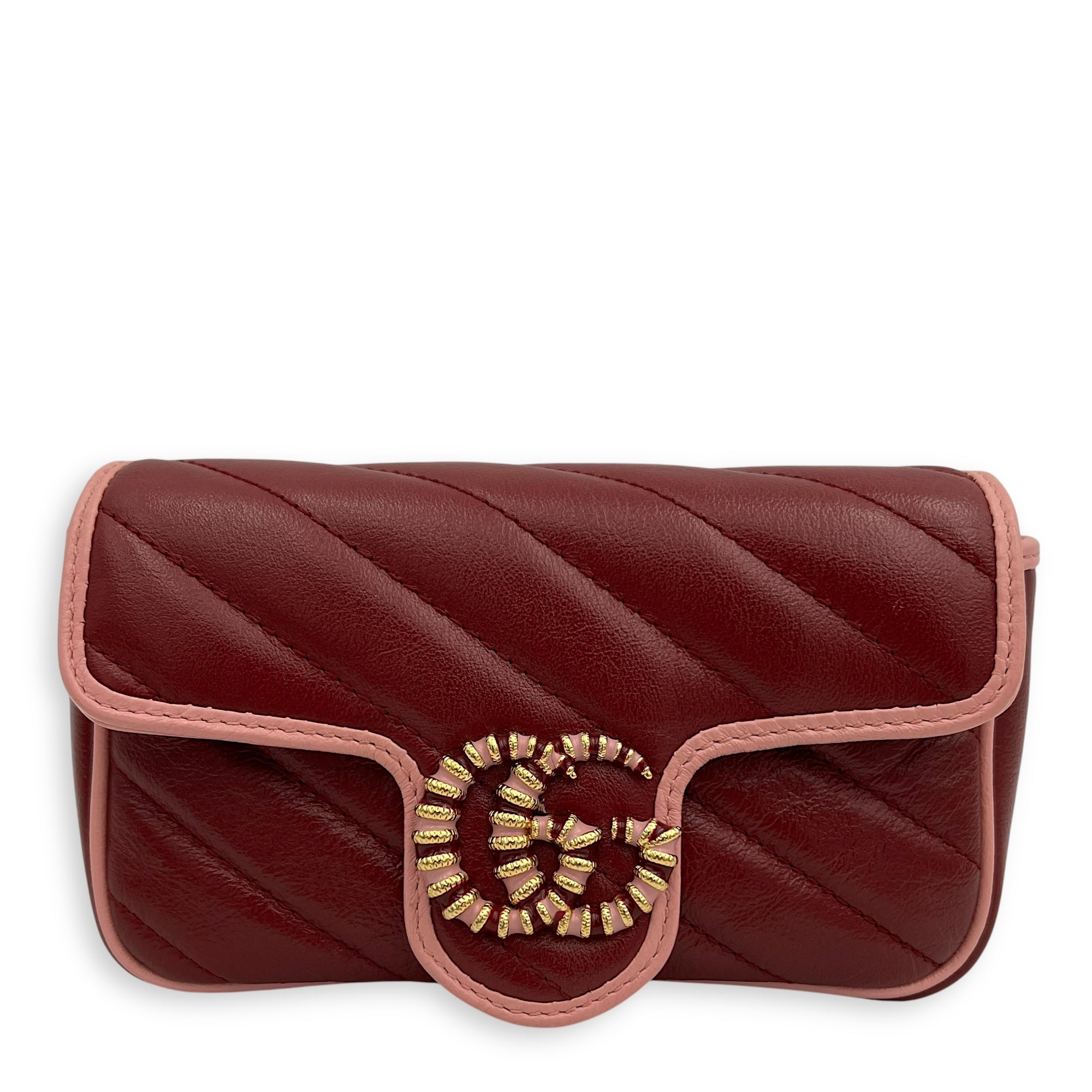 Gucci GG Marmont Crossbody Bag Super Mini Red in Calfskin, Gold hardware_1