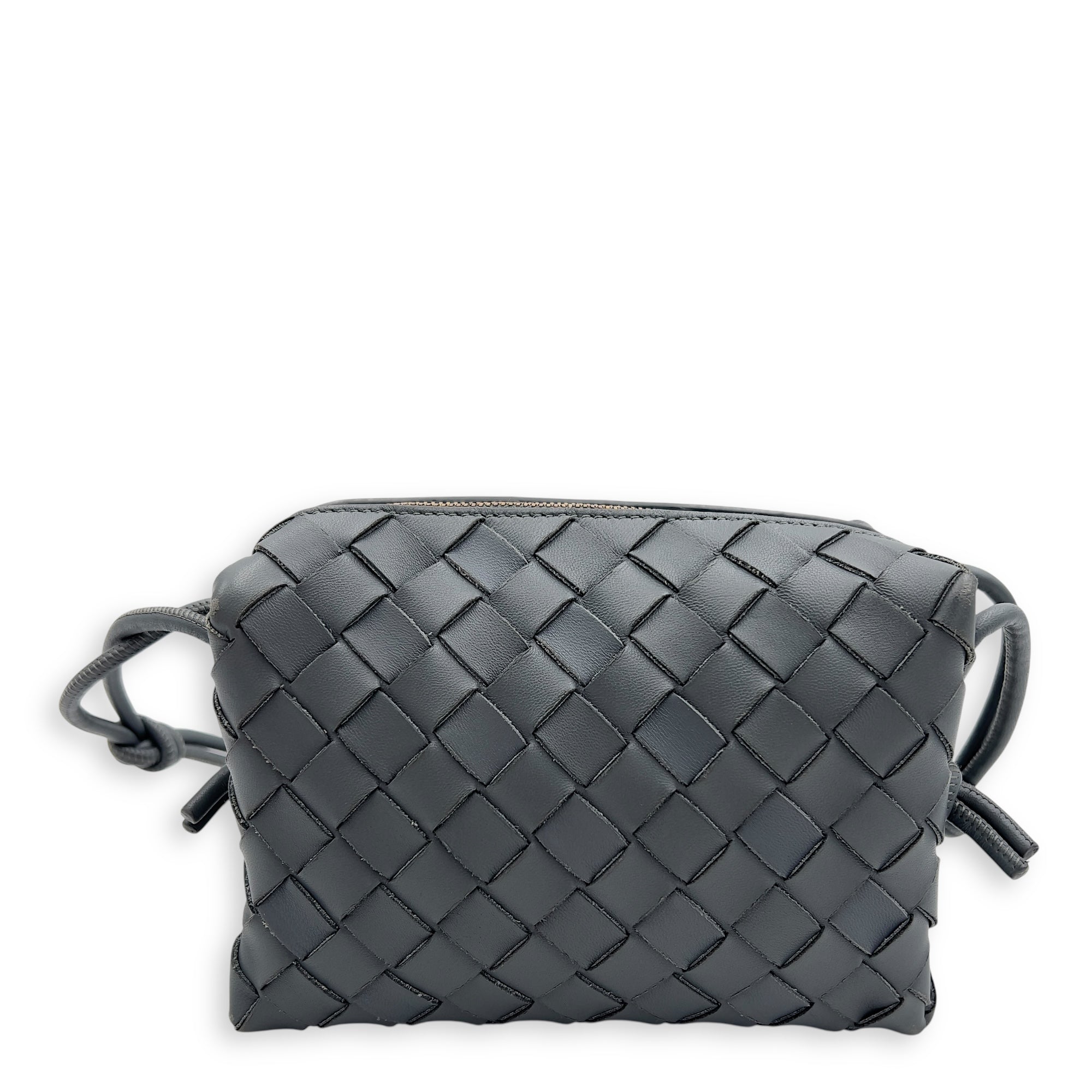 Bottega Veneta Loop Crossbody Bag Grey in Calfskin, Gold hardware_1