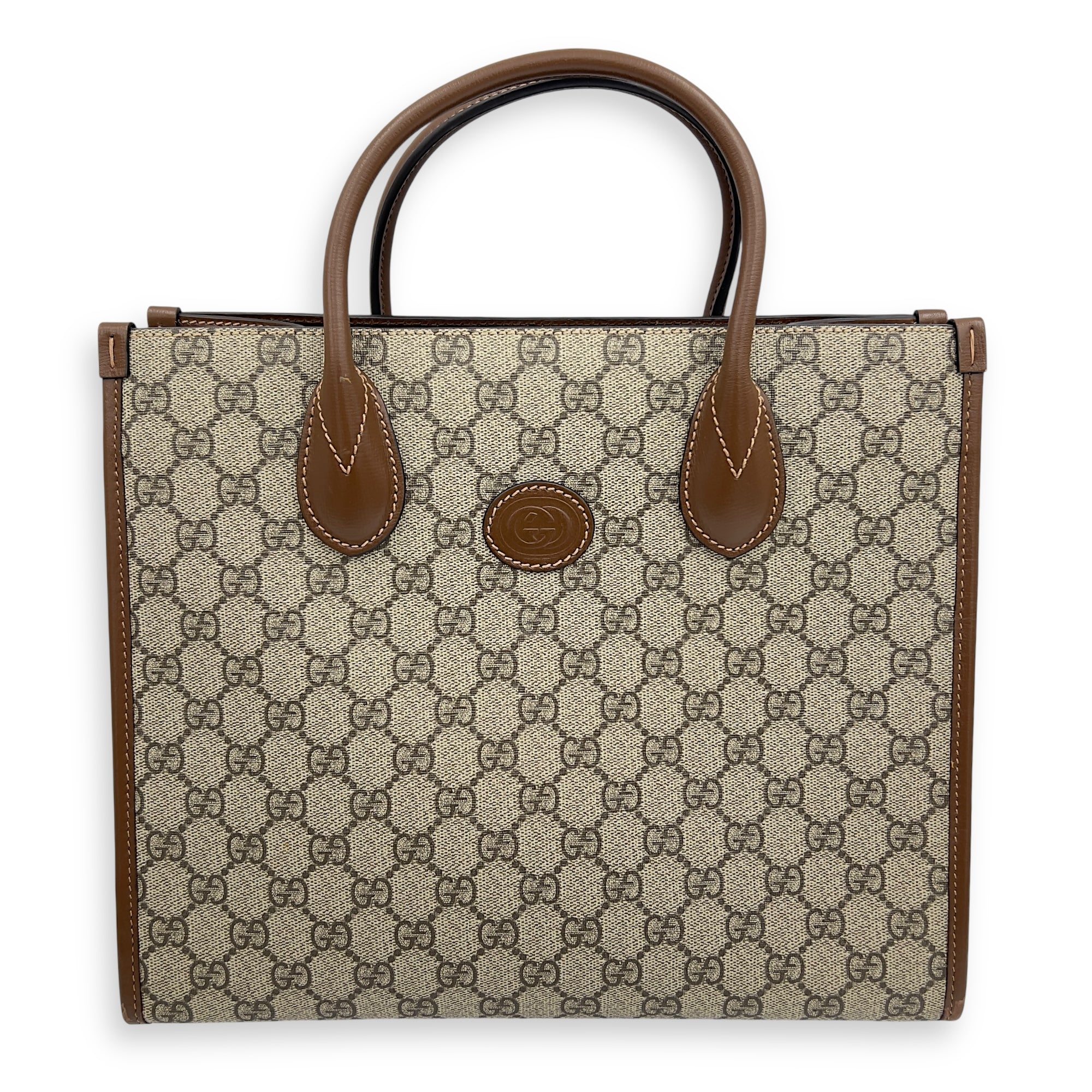 Gucci GG Top Handle Bag Brown in Coated Canvas, Gold hardware_1